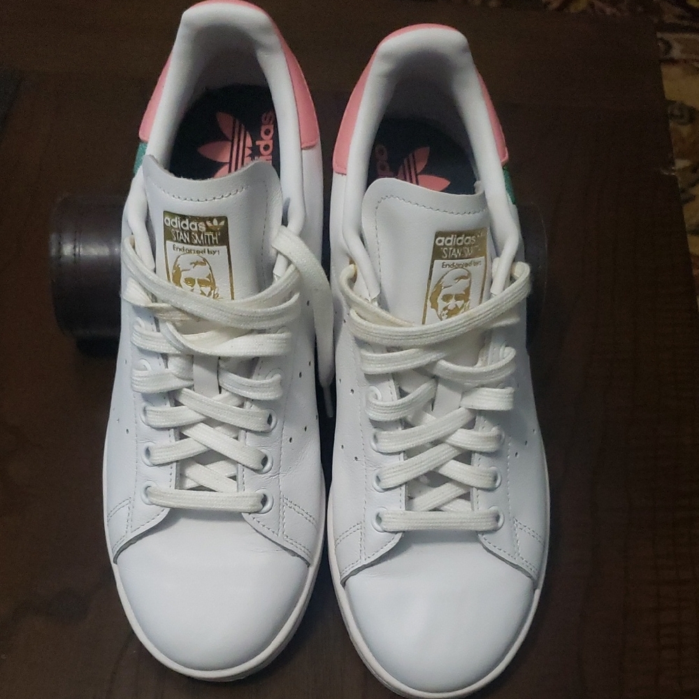 Adidas Women's White and Pink Sneakers